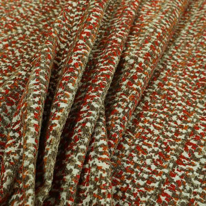 Abstract Pattern In Red Orange Brown Colour Chenille Upholstery Fabric JO-885 - Roman Blinds