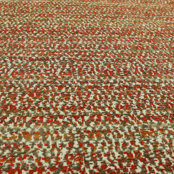 Abstract Pattern In Red Orange Brown Colour Chenille Upholstery Fabric JO-885 - Made To Measure Curtains