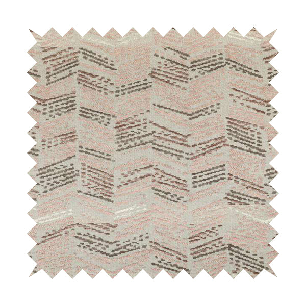 Small Stripe Pattern Pink Colour Chenille Upholstery Fabric JO-886