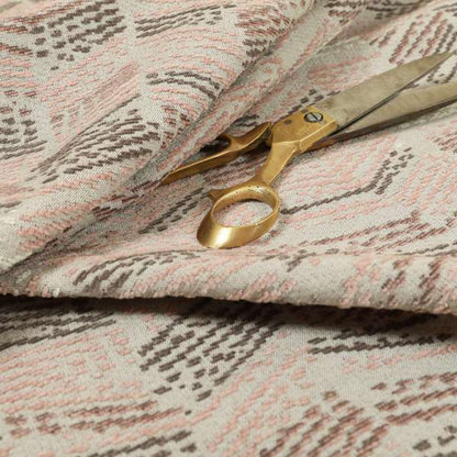 Small Stripe Pattern Pink Colour Chenille Upholstery Fabric JO-886