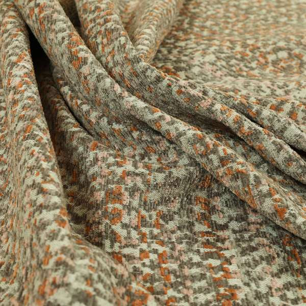 Abstract Pattern In Orange Brown Colour Chenille Upholstery Fabric JO-887 - Made To Measure Curtains