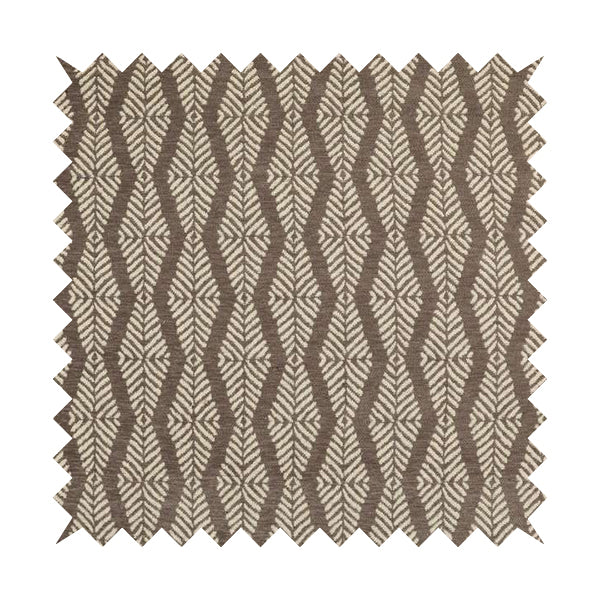 Brown Colour Striped Pattern Chenille Upholstery Fabric JO-888 - Roman Blinds