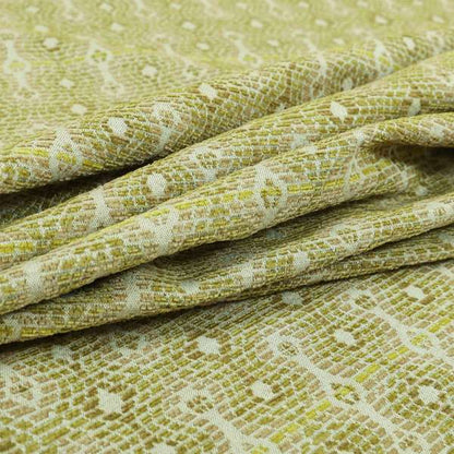 Geometric Pattern Green Colour Chenille Upholstery Fabric JO-889 - Made To Measure Curtains