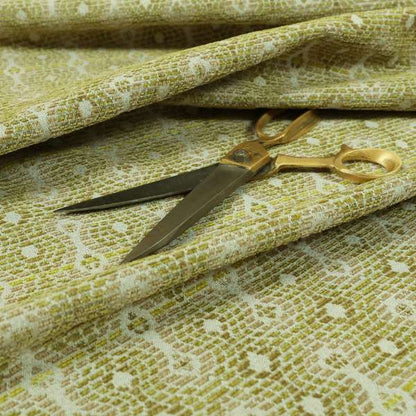 Geometric Pattern Green Colour Chenille Upholstery Fabric JO-889 - Roman Blinds