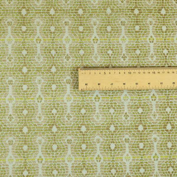 Geometric Pattern Green Colour Chenille Upholstery Fabric JO-889 - Made To Measure Curtains