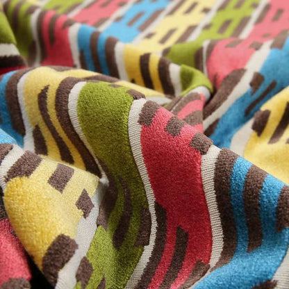 Ziani Designer Stripe Pattern In Vibrant Green Pink Yellow Brown Blue Colour Velvet Upholstery Fabric JO-89 - Made To Measure Curtains