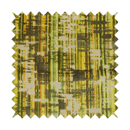 Abstract Full Pattern In Green Brown Colour Velvet Upholstery Fabric JO-890