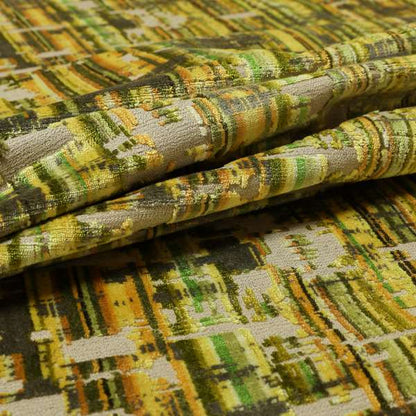 Abstract Full Pattern In Green Brown Colour Velvet Upholstery Fabric JO-890 - Roman Blinds