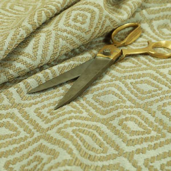 Geometric Diamond Modern Pattern In Brown Colour Chenille Upholstery Fabric JO-893 - Made To Measure Curtains