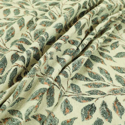 Floral Leaf Theme Pattern In Blue Colour Chenille Jacquard Furniture Fabric JO-896 - Made To Measure Curtains