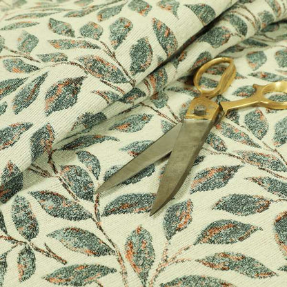 Floral Leaf Theme Pattern In Blue Colour Chenille Jacquard Furniture Fabric JO-896 - Made To Measure Curtains