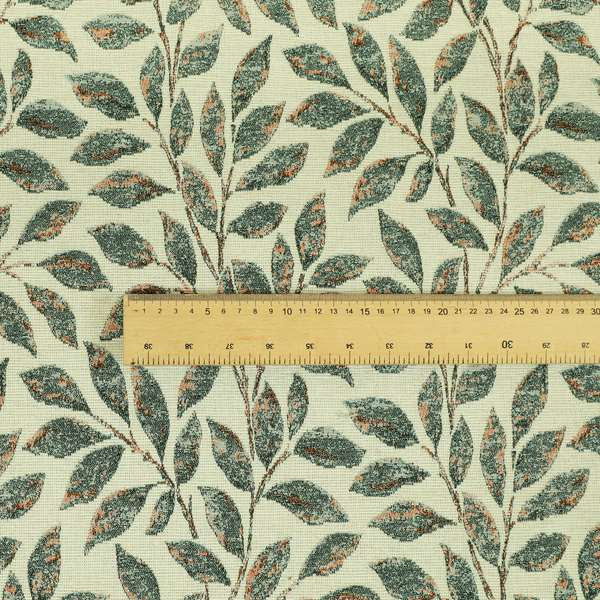 Floral Leaf Theme Pattern In Blue Colour Chenille Jacquard Furniture Fabric JO-896 - Roman Blinds