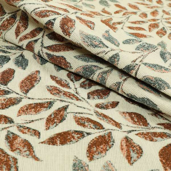 Floral Leaf Theme Pattern In Blue Orange Colour Chenille Jacquard Furniture Fabric JO-897 - Handmade Cushions