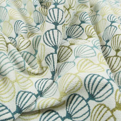 Teal Blue Green Geometric Balloon Pattern Soft Chenille Upholstery Fabric JO-90 - Made To Measure Curtains