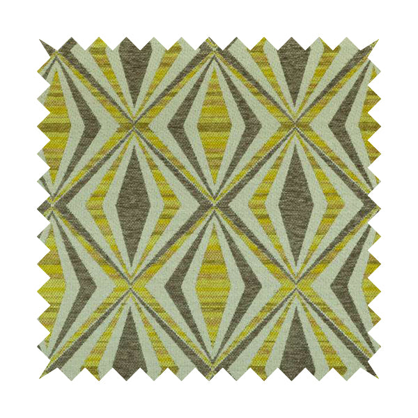 Geometric Modern Pattern In Yellow Brown Colour Chenille Upholstery Fabric JO-900 - Roman Blinds