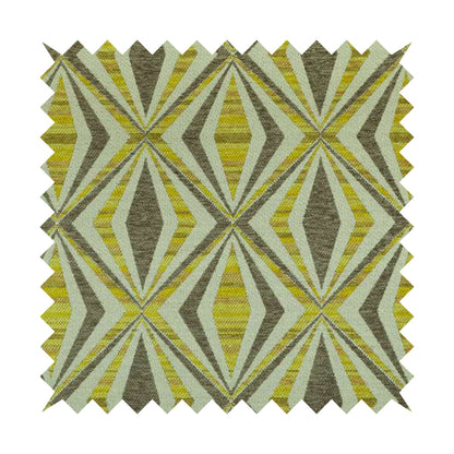 Geometric Modern Pattern In Yellow Brown Colour Chenille Upholstery Fabric JO-900 - Roman Blinds