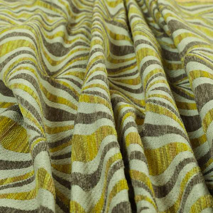 Geometric Modern Pattern In Yellow Brown Colour Chenille Upholstery Fabric JO-900 - Roman Blinds