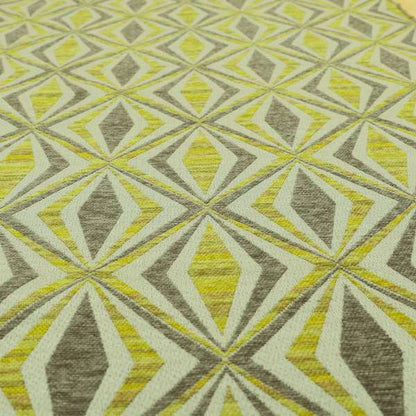 Geometric Modern Pattern In Yellow Brown Colour Chenille Upholstery Fabric JO-900 - Roman Blinds