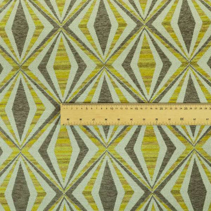 Geometric Modern Pattern In Yellow Brown Colour Chenille Upholstery Fabric JO-900 - Roman Blinds