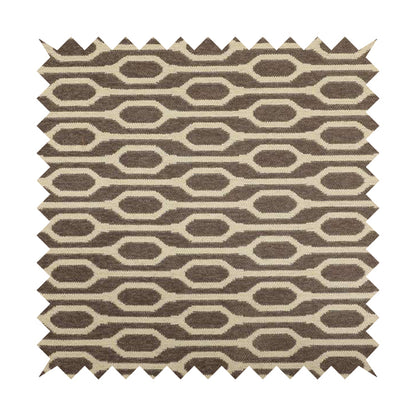 Brown Colour Eclipsed Striped Pattern Chenille Upholstery Fabric JO-903 - Roman Blinds