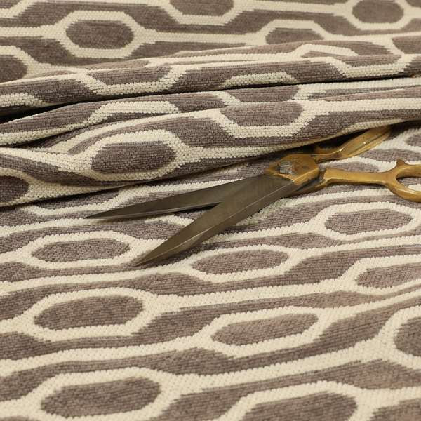 Brown Colour Eclipsed Striped Pattern Chenille Upholstery Fabric JO-903 - Roman Blinds