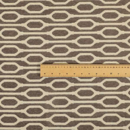 Brown Colour Eclipsed Striped Pattern Chenille Upholstery Fabric JO-903 - Roman Blinds