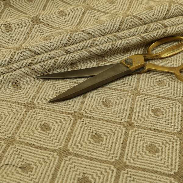 Diamond Geometric Pattern In Brown Colour Chenille Upholstery Furnishing Fabric JO-905 - Roman Blinds