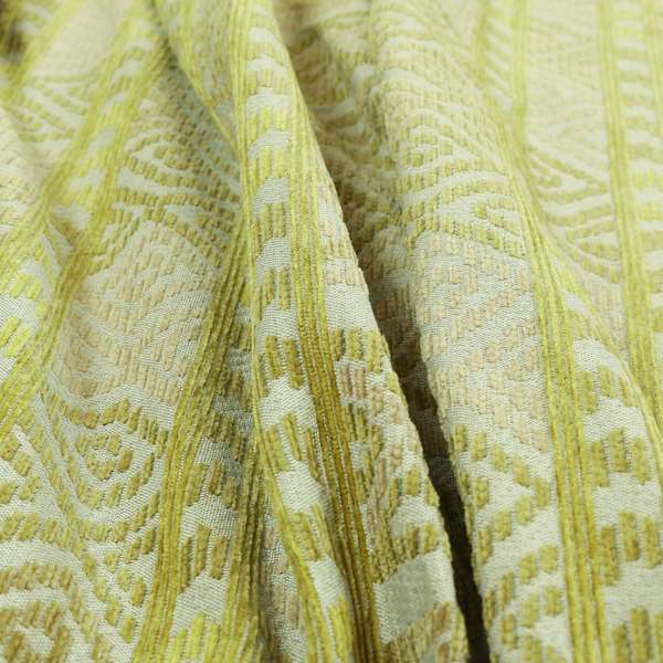 Tribal Aztec Pattern Lime Green Colour Chenille Upholstery Fabric JO-906 - Made To Measure Curtains