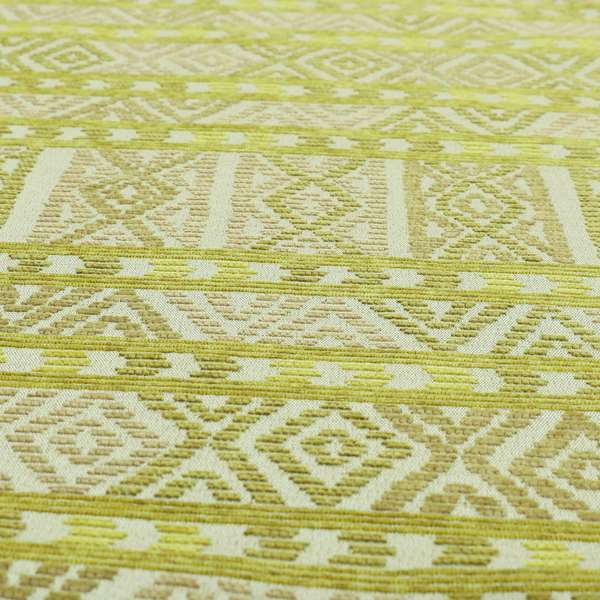 Tribal Aztec Pattern Lime Green Colour Chenille Upholstery Fabric JO-906 - Made To Measure Curtains