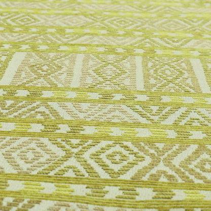 Tribal Aztec Pattern Lime Green Colour Chenille Upholstery Fabric JO-906 - Made To Measure Curtains