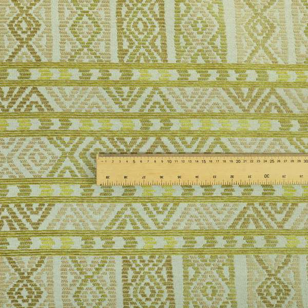 Tribal Aztec Pattern Lime Green Colour Chenille Upholstery Fabric JO-906 - Made To Measure Curtains