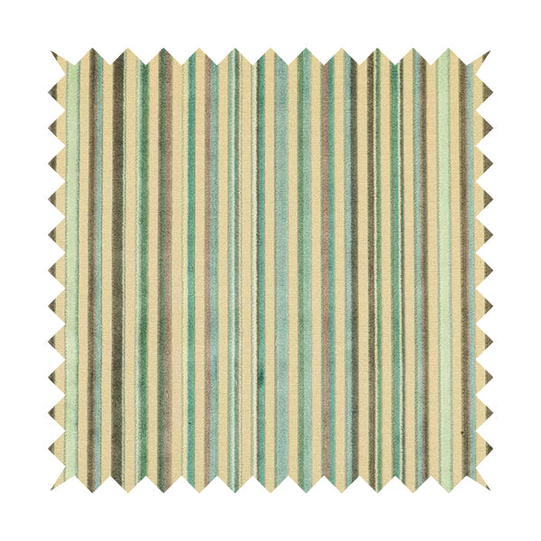 Striped Pattern In Blue Teal Colours Cut Velvet Upholstery Fabric JO-907 - Roman Blinds