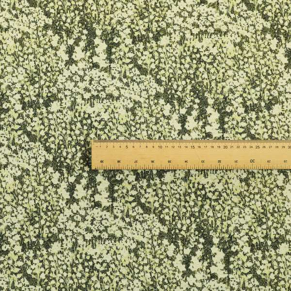 Garden Of Flowers In Abstract Pattern Green Colour Chenille Fabric JO-909 - Made To Measure Curtains