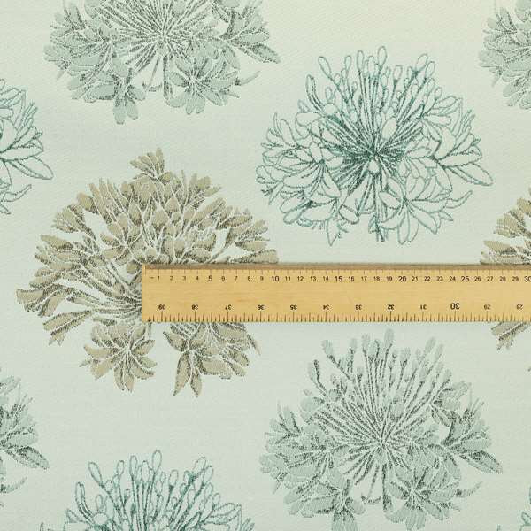 Blue Brown Colour Floral Type Pattern Chenille Upholstery Fabric JO-910 - Roman Blinds