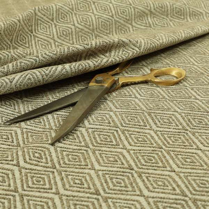 Diamond Geometric Pattern In Brown Colour Chenille Upholstery Furnishing Fabric JO-915 - Made To Measure Curtains