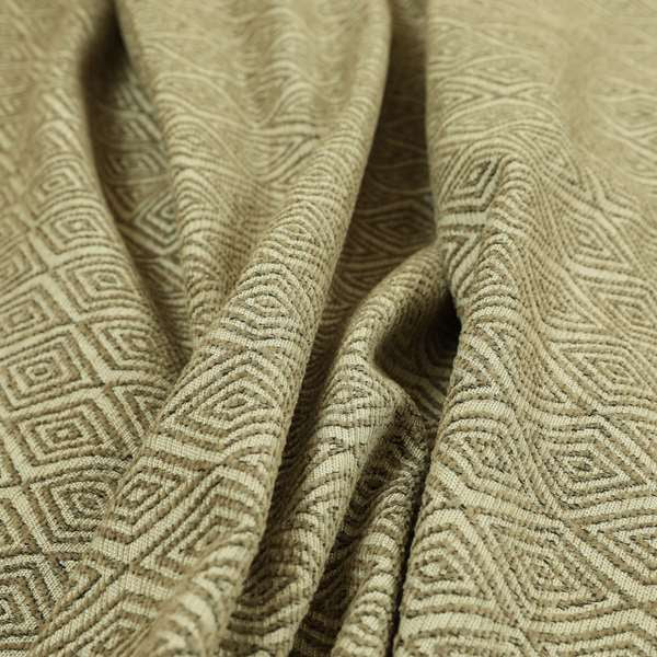 Diamond Geometric Pattern In Brown Colour Chenille Upholstery Furnishing Fabric JO-915 - Made To Measure Curtains