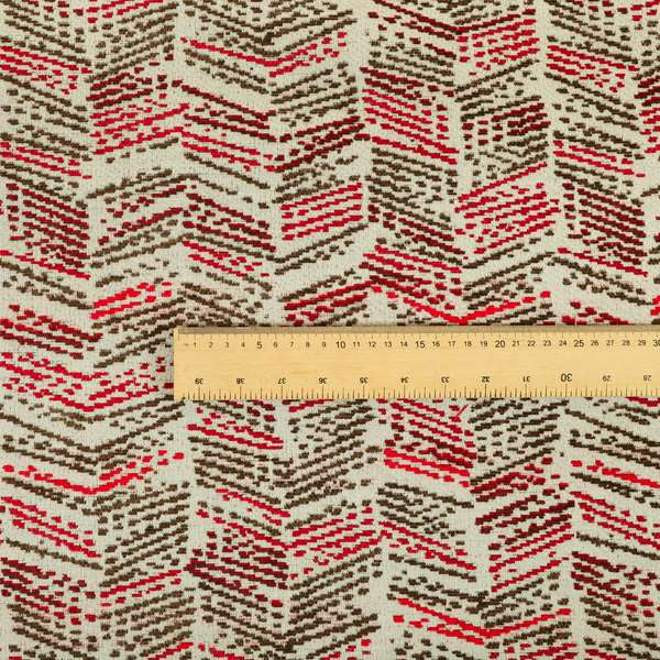 Small Stripe Pattern Red Brown Colour Chenille Upholstery Fabric JO-917 - Roman Blinds