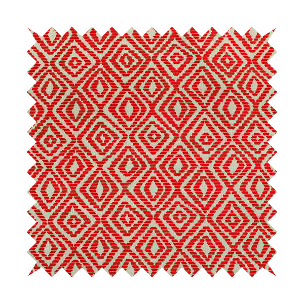 Geometric Diamond Modern Pattern In Red Colour Chenille Upholstery Fabric JO-918 - Roman Blinds