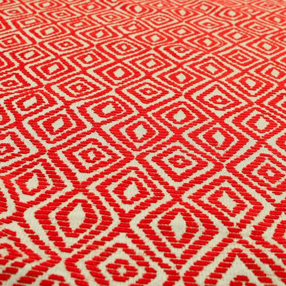 Geometric Diamond Modern Pattern In Red Colour Chenille Upholstery Fabric JO-918 - Roman Blinds