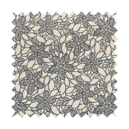 Floral Outlined Pattern In Blue Colour Chenille Jacquard Furniture Fabric JO-919 - Handmade Cushions