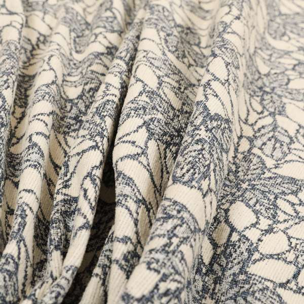 Floral Outlined Pattern In Blue Colour Chenille Jacquard Furniture Fabric JO-919 - Roman Blinds