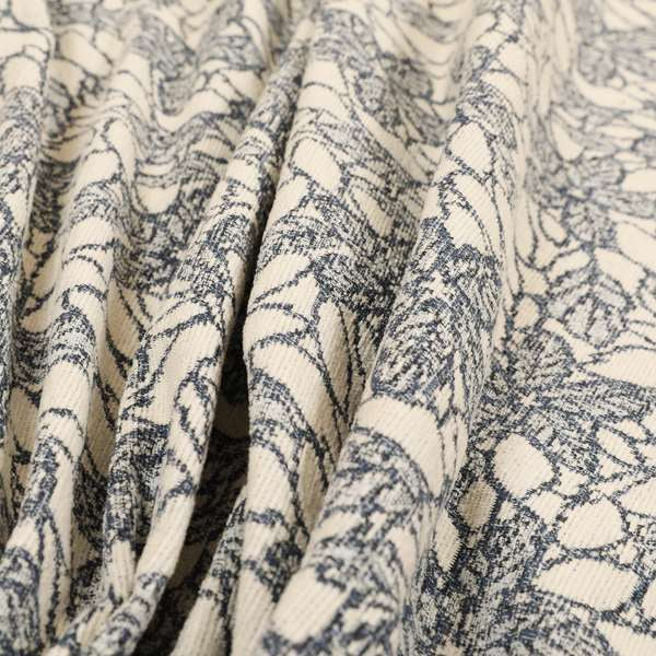 Floral Outlined Pattern In Blue Colour Chenille Jacquard Furniture Fabric JO-919