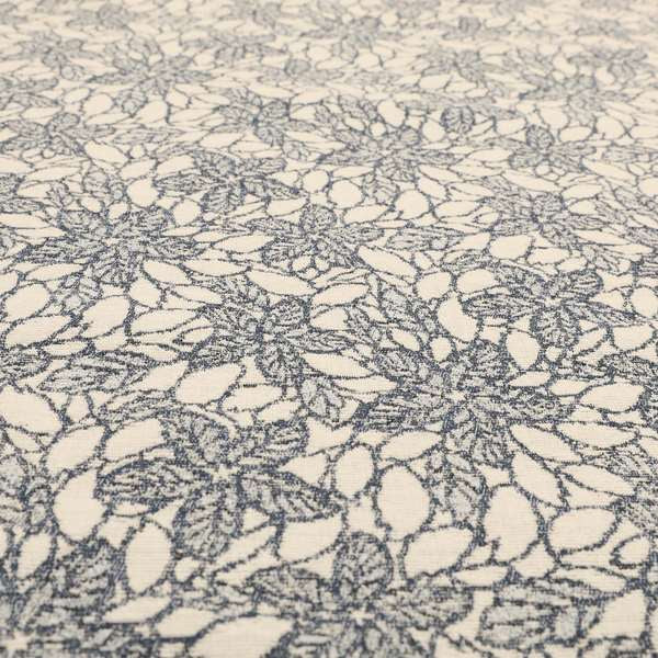 Floral Outlined Pattern In Blue Colour Chenille Jacquard Furniture Fabric JO-919