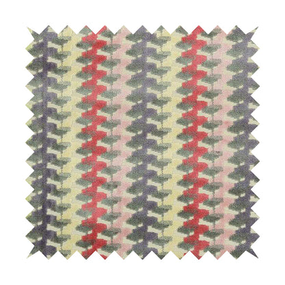 Ziani Cut Velvet Fabric In Geometric Pattern Spring Pink Purple Yellow Grey Colour JO-92 - Made To Measure Curtains