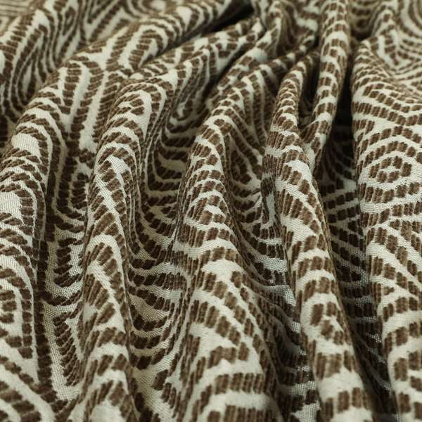 Geometric Diamond Modern Pattern In Brown Colour Chenille Upholstery Fabric JO-921 - Made To Measure Curtains