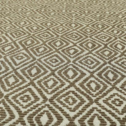 Geometric Diamond Modern Pattern In Brown Colour Chenille Upholstery Fabric JO-921 - Roman Blinds