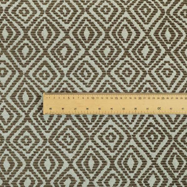 Geometric Diamond Modern Pattern In Brown Colour Chenille Upholstery Fabric JO-921 - Made To Measure Curtains