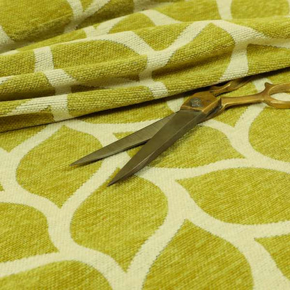 Green Colour Leaf Floral Theme Pattern Chenille Upholstery Fabric JO-922 - Made To Measure Curtains