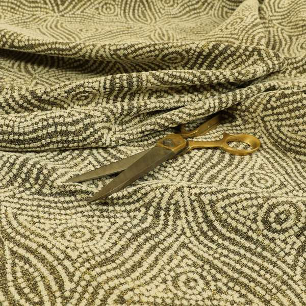 Gold Cream Colour Modern Pyramid Pattern Chenille Upholstery Fabric JO-923