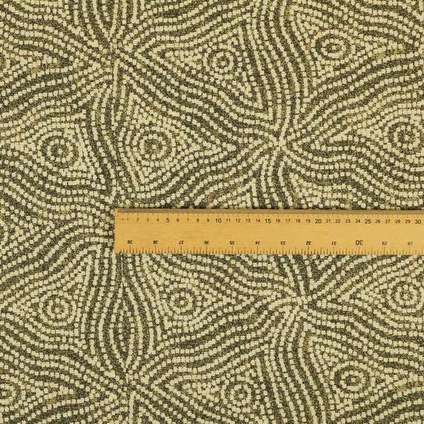 Gold Cream Colour Modern Pyramid Pattern Chenille Upholstery Fabric JO-923 - Made To Measure Curtains